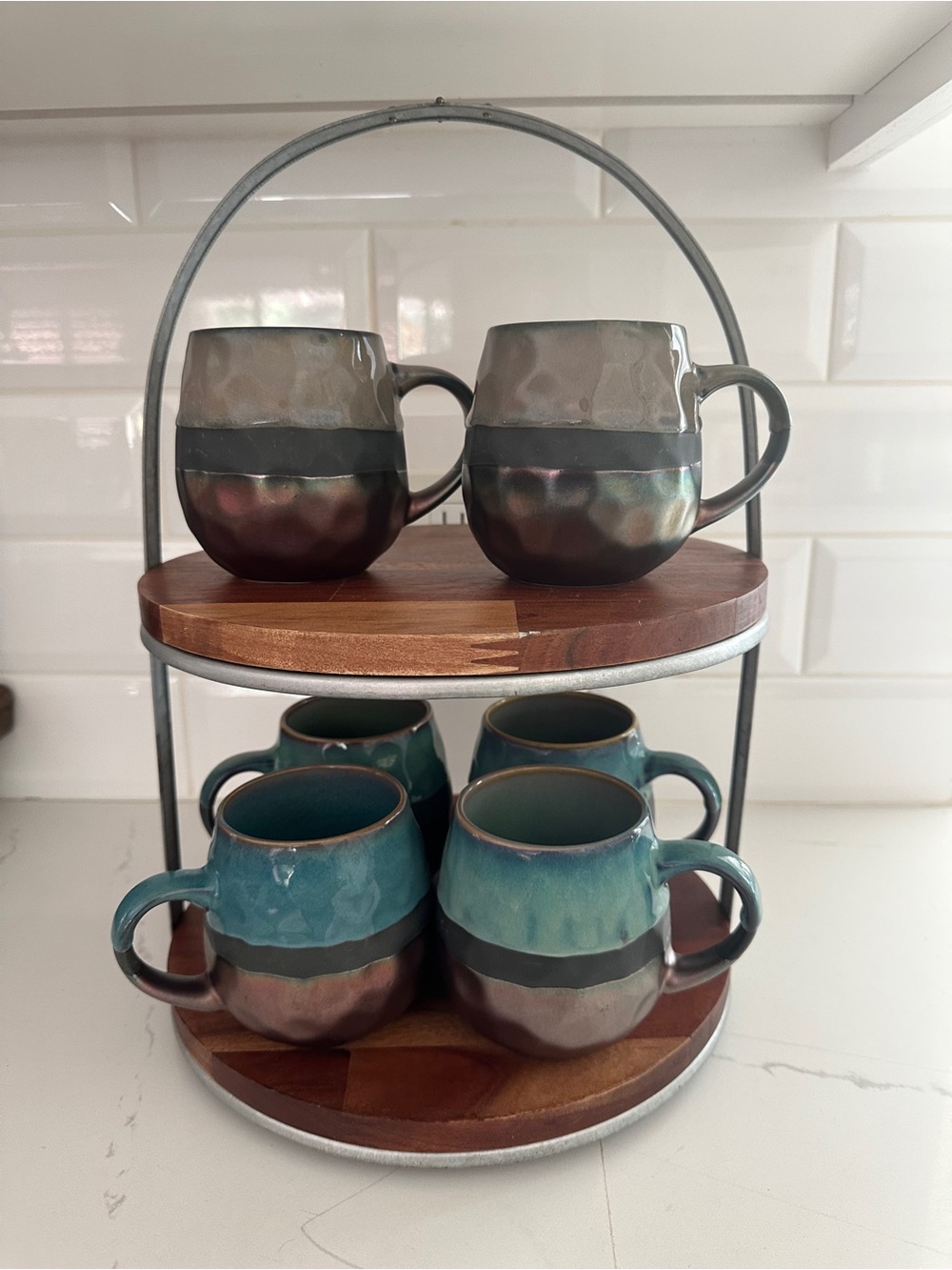 La Rochelle/Sarah Signature Stoneware Coffee Mug Set of 6 Oversized Ceramic Mugs